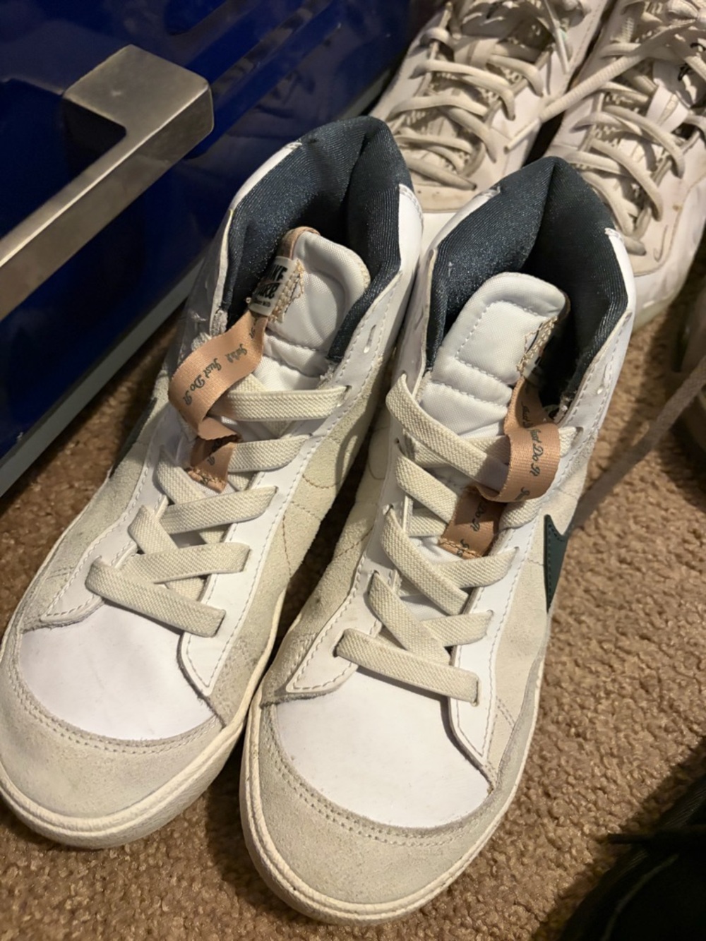 Nike White and Beige High-Top Kids' Sneakers